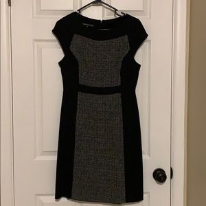 Black and grey cap sleeve dress
